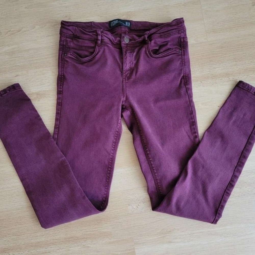 ZARA Denim Trafaluc Burgundy‎ Skinny Jeans Women Size 8